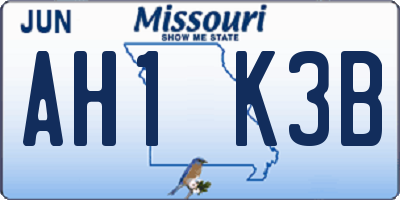 MO license plate AH1K3B