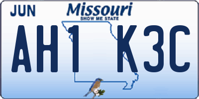 MO license plate AH1K3C