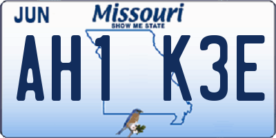 MO license plate AH1K3E