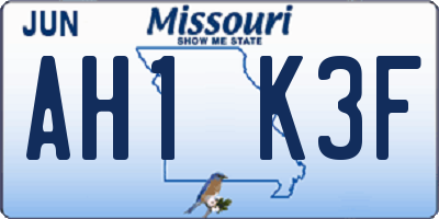 MO license plate AH1K3F