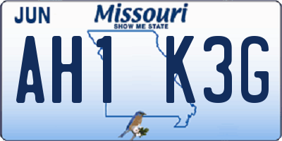 MO license plate AH1K3G