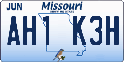 MO license plate AH1K3H