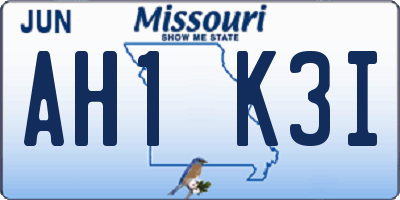 MO license plate AH1K3I