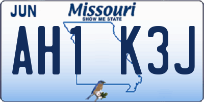 MO license plate AH1K3J