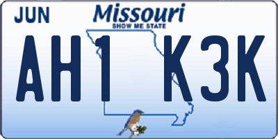 MO license plate AH1K3K