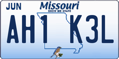 MO license plate AH1K3L