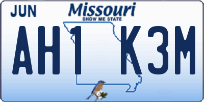 MO license plate AH1K3M