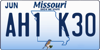 MO license plate AH1K3O