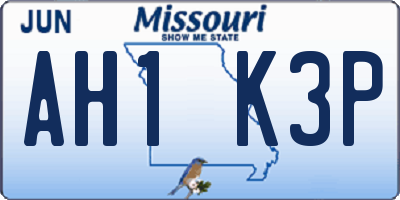 MO license plate AH1K3P