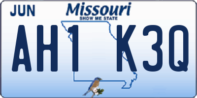 MO license plate AH1K3Q