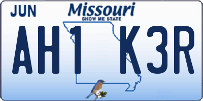 MO license plate AH1K3R