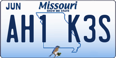 MO license plate AH1K3S