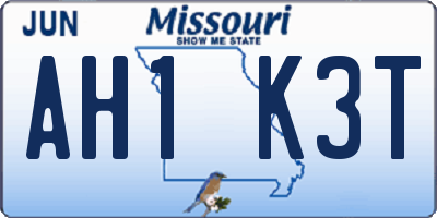 MO license plate AH1K3T