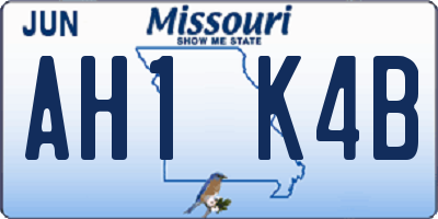 MO license plate AH1K4B