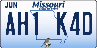 MO license plate AH1K4D