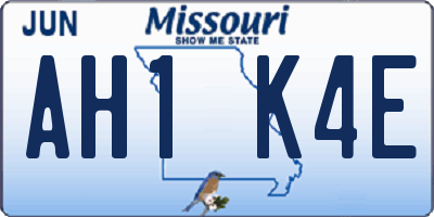 MO license plate AH1K4E