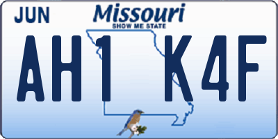 MO license plate AH1K4F