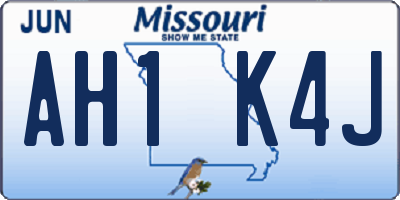 MO license plate AH1K4J