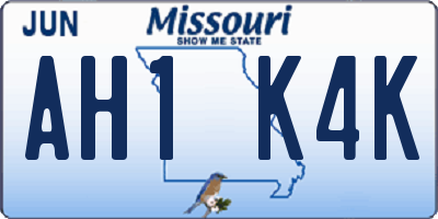 MO license plate AH1K4K