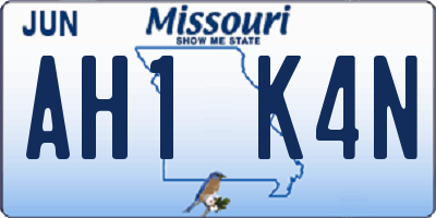 MO license plate AH1K4N