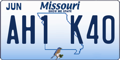 MO license plate AH1K4O