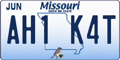 MO license plate AH1K4T