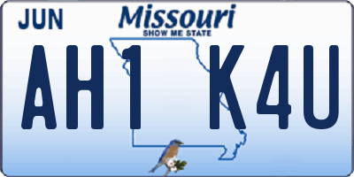 MO license plate AH1K4U