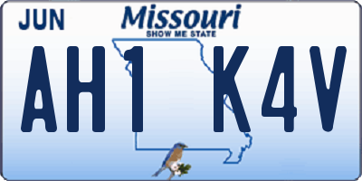 MO license plate AH1K4V