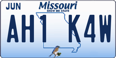 MO license plate AH1K4W