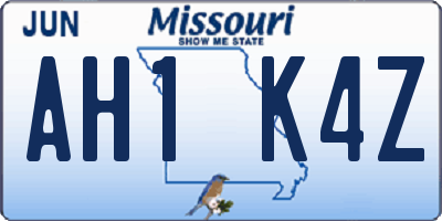 MO license plate AH1K4Z