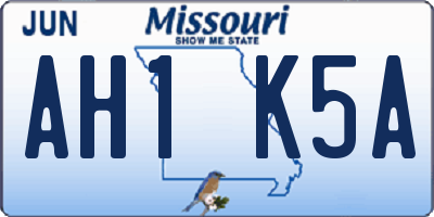 MO license plate AH1K5A