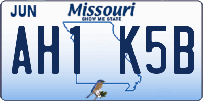 MO license plate AH1K5B