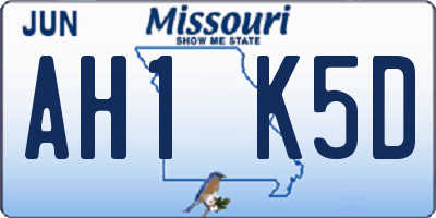 MO license plate AH1K5D