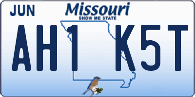 MO license plate AH1K5T