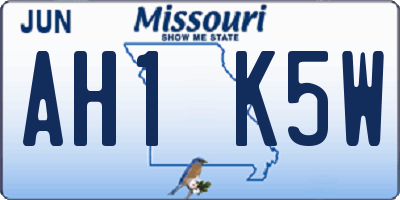 MO license plate AH1K5W