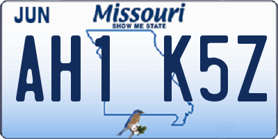 MO license plate AH1K5Z