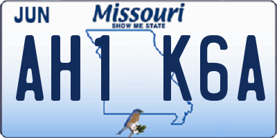 MO license plate AH1K6A