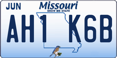 MO license plate AH1K6B