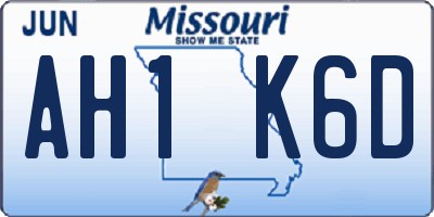 MO license plate AH1K6D