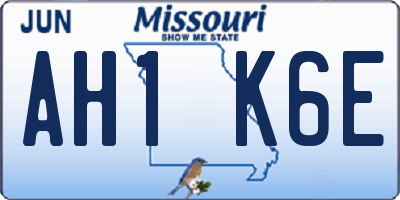 MO license plate AH1K6E