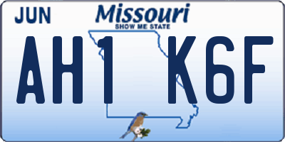 MO license plate AH1K6F