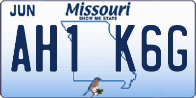 MO license plate AH1K6G