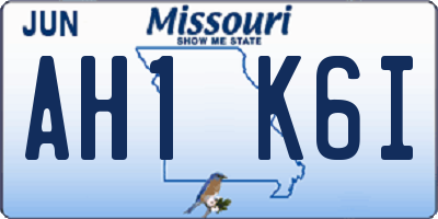 MO license plate AH1K6I