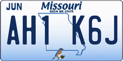 MO license plate AH1K6J