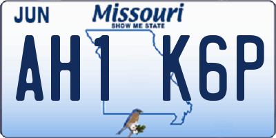 MO license plate AH1K6P