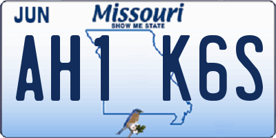 MO license plate AH1K6S