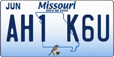 MO license plate AH1K6U