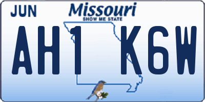 MO license plate AH1K6W