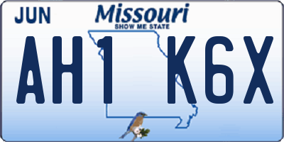 MO license plate AH1K6X