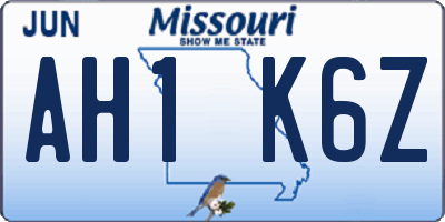 MO license plate AH1K6Z